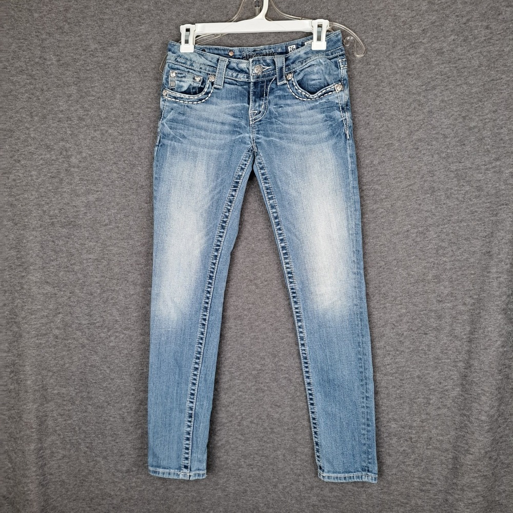 Miss Me Jeans Womens 26 Skinny Stretch Denim JE5737SR Embellished Pockets 27x29